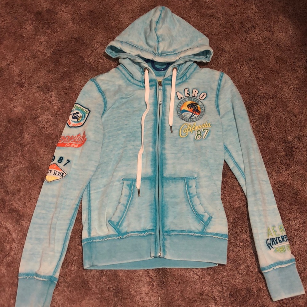 blue zip up